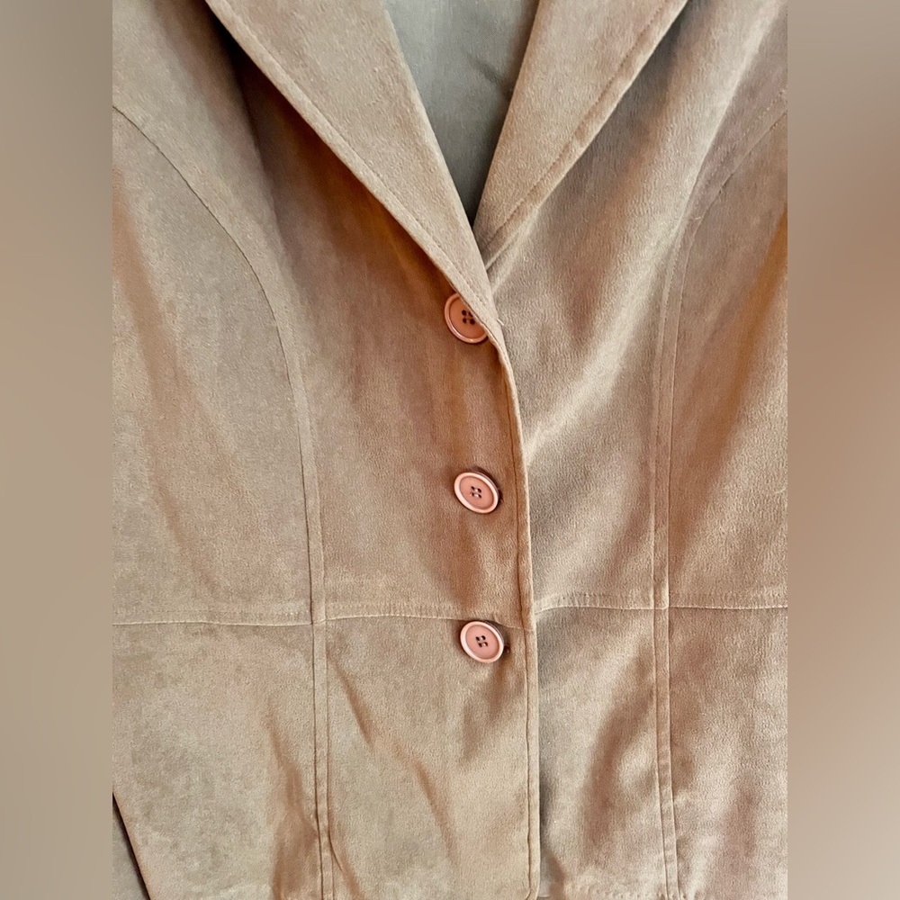 Notations Brown Blazer Size M Buttons Back Enhancements Faux Suede Classic Class - Picture 5 of 11
